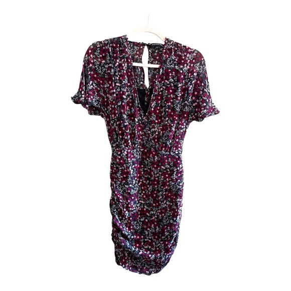 Nicholas Floral Ruched Silk Mini Dress Size 0 - Picture 1 of 5